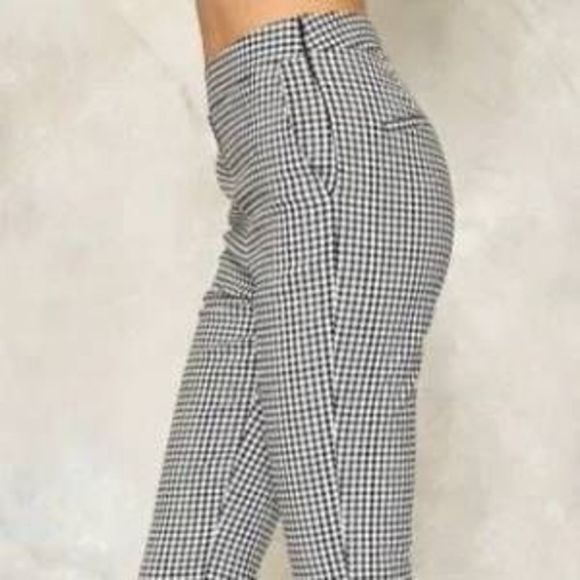 Lucy Wang Make It Fair Gingham Trouser Pants, Small, Black And White, NWT - Picture 12 of 14
